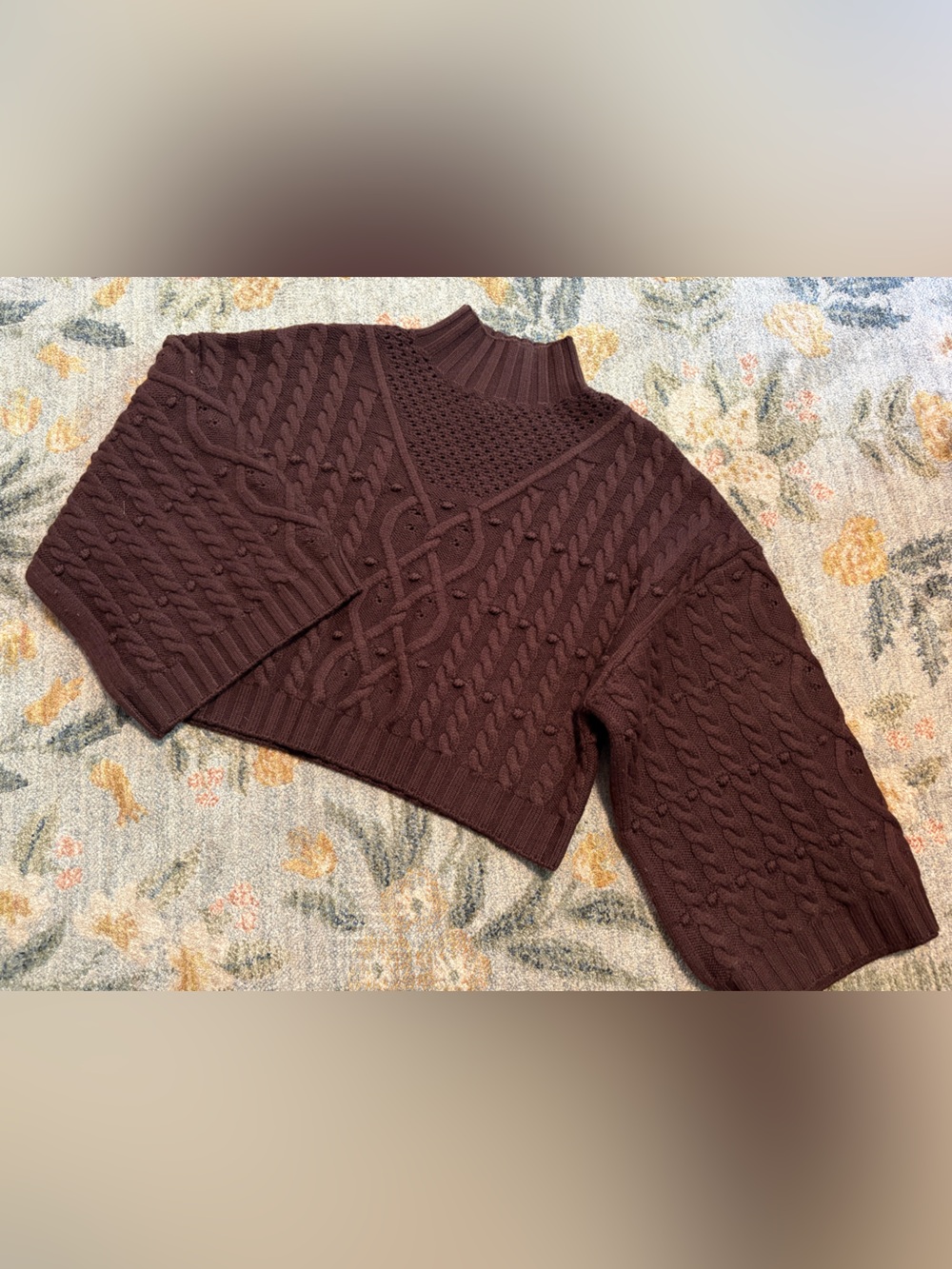 Misa Los Angeles Classic BROWN Cable Knit Oona Sweater XS - Picture 3 of 9